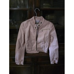 Manteau vrai cuir rose...