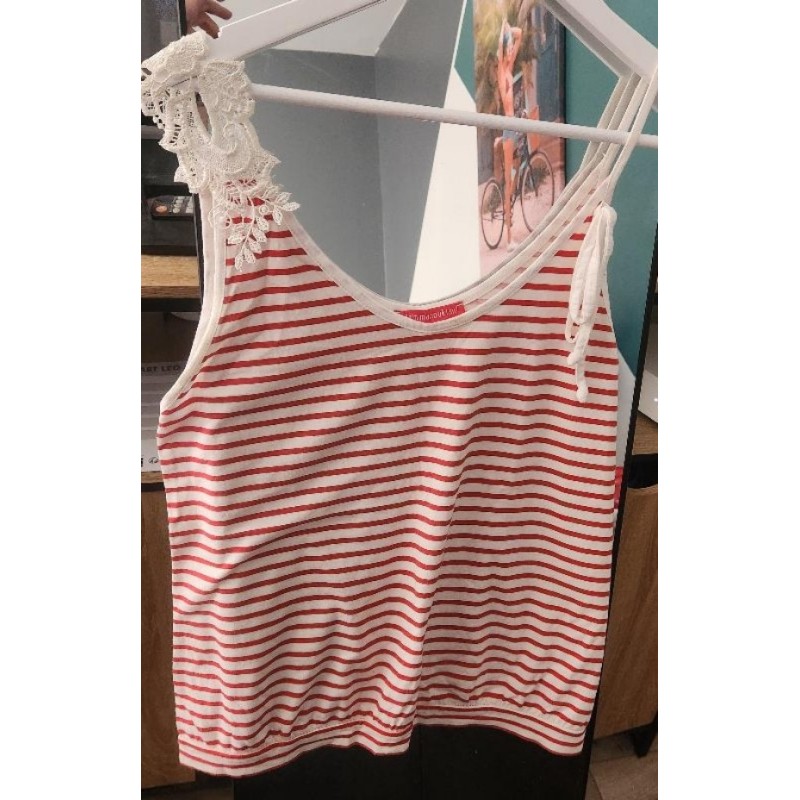 Debardeur rayé blanc/rouge TAILLE 40
