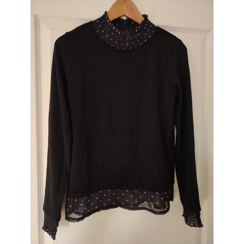 Haut noir avec col transparent GDM TAILLE S