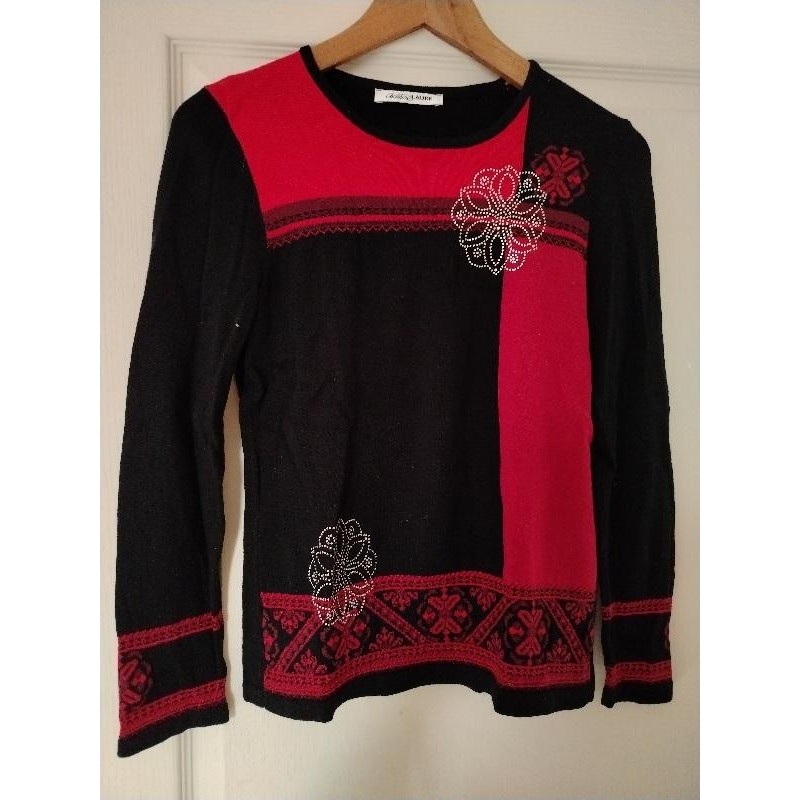 Pull noir/rouge Christine Laure TAILLE 1