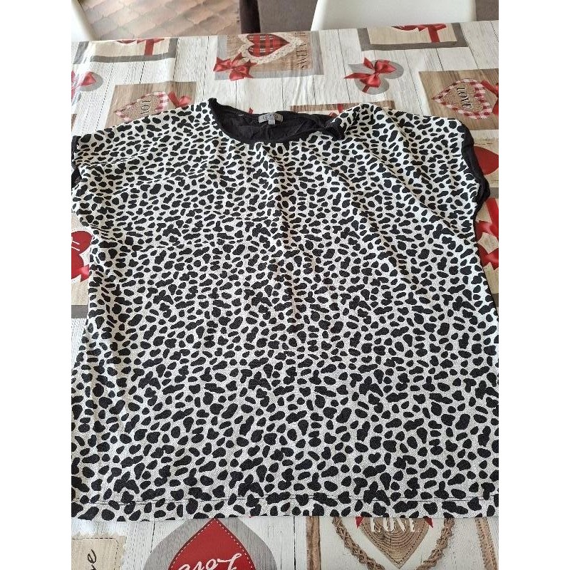 Haut femme léopard noir et blanc 40 TAILLE L