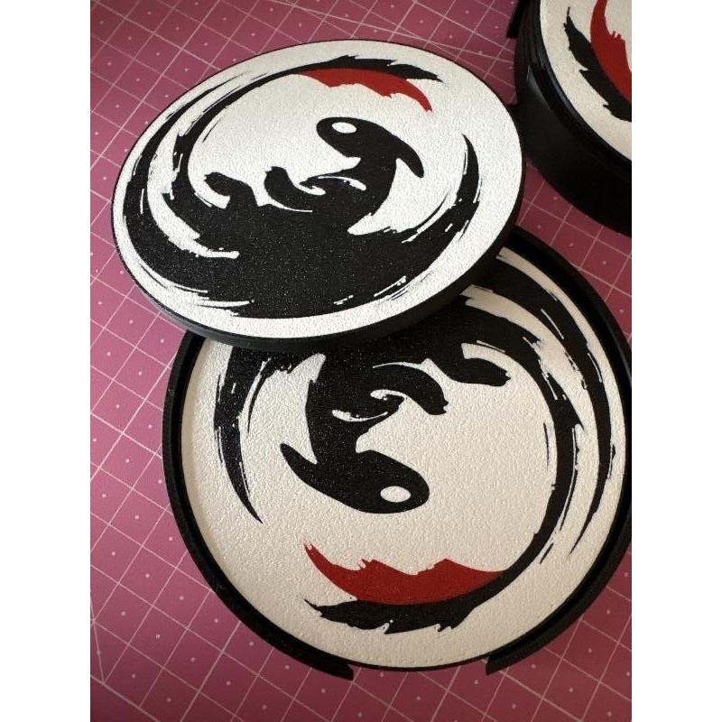 Lot de 5 dessous de verre épais dragon + socle 